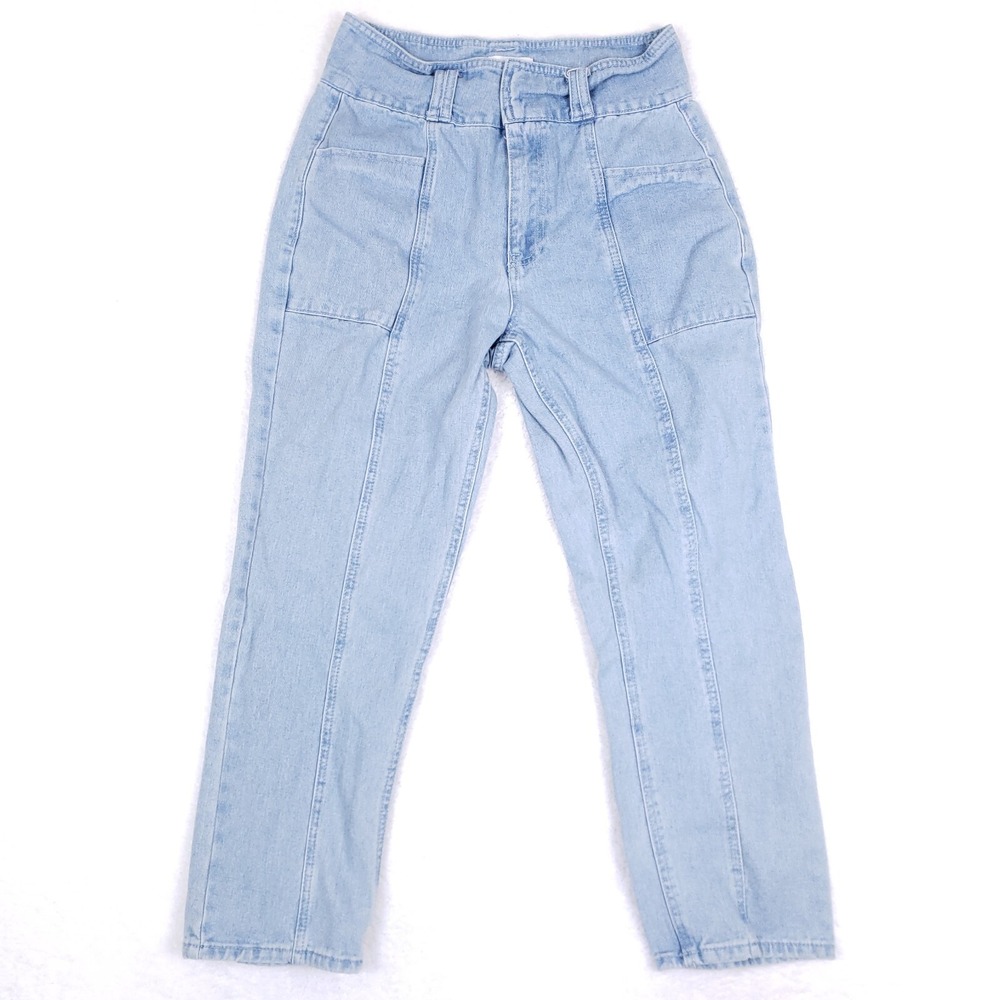 Forever 21 Utility Straight Leg Jeans Womens 29 Light Blue High‎ Waist Y2K Style
